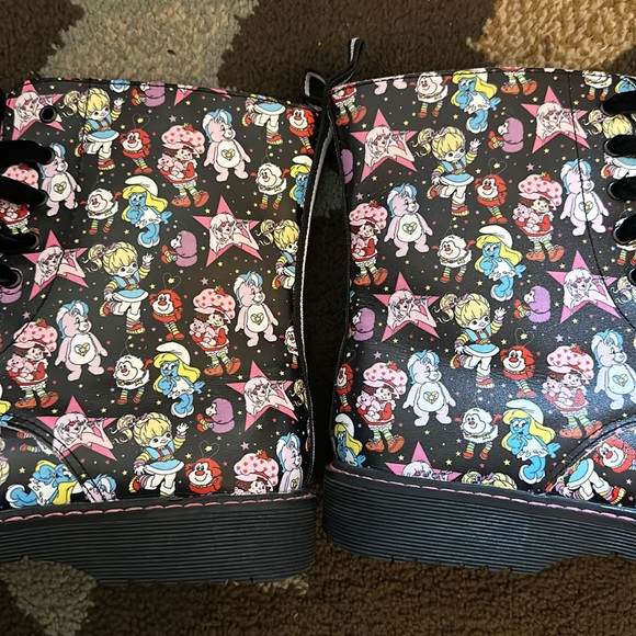 New Spellbound black combat boots with 80s favorite cartoons size 40 - Picture 2 of 9